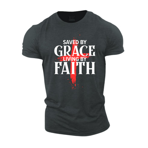 Unisex Saved By Grace Living By Faith Cotton T-Shirt