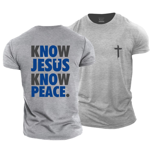 Men's Know Jesus Know Peace Cross Cotton T-Shirt