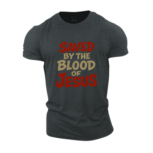 Men's Saved By The Blood Of Jesus Cotton T-Shirt