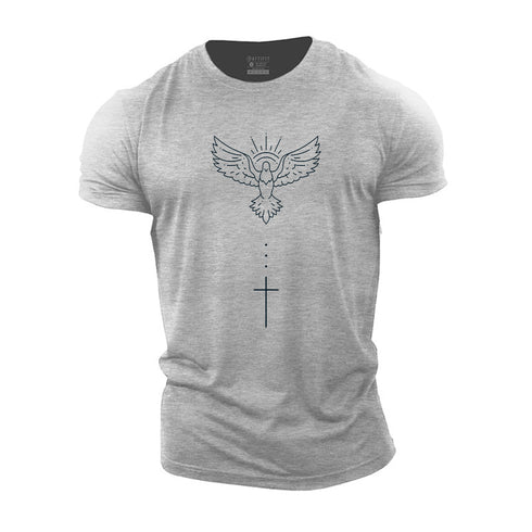 Men's Cross And Wings Cotton T-Shirt