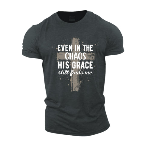 Men's Even In The Chaos His Grace Still Finds Me Cotton T-Shirt