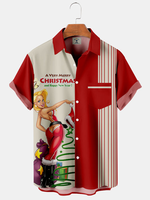Men's Christmas Funny Graphic Short Sleeve Hawaiian Shirt