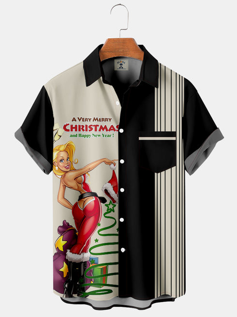 Men's Christmas Funny Graphic Short Sleeve Hawaiian Shirt