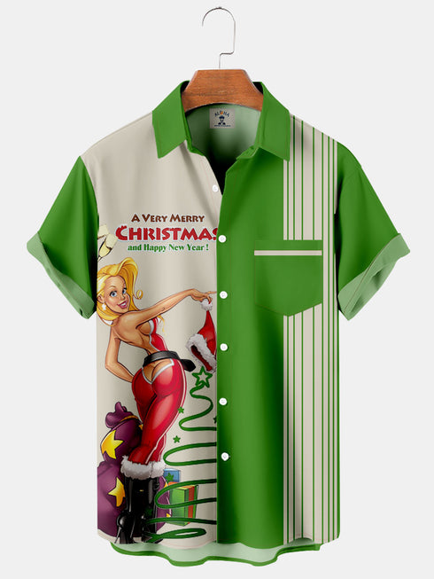 Men's Christmas Funny Graphic Short Sleeve Hawaiian Shirt
