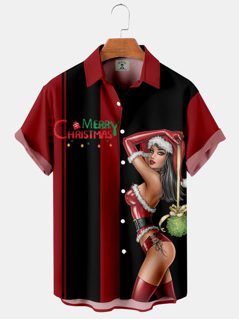 Men's Christmas Funny Graphic Short Sleeve Hawaiian Shirt