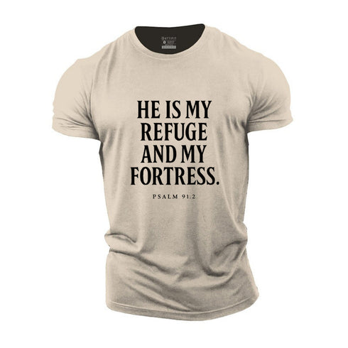 Men's HE IS MY REFUGE AND MY FORTRESS Cotton T-Shirt
