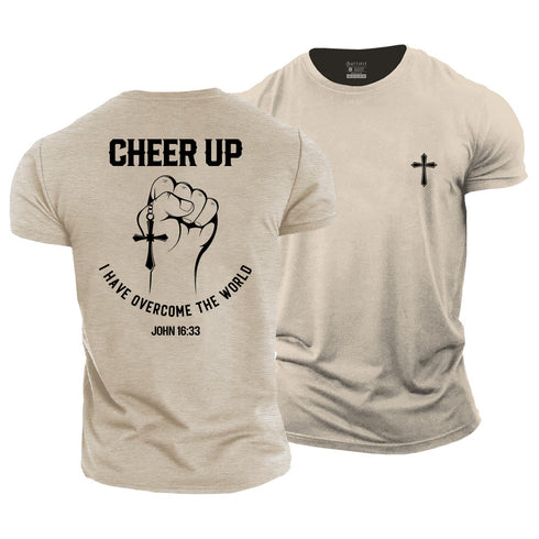 Men's Cheer Up I Have Overcome The World Cotton T-Shirt