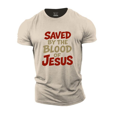 Men's Saved By The Blood Of Jesus Cotton T-Shirt