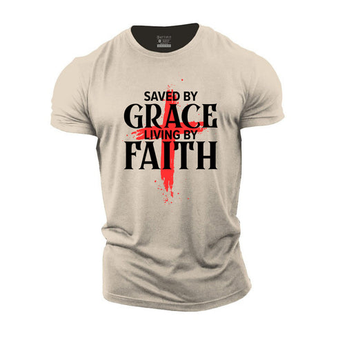 Unisex Saved By Grace Living By Faith Cotton T-Shirt