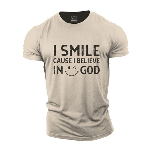 Men's I Smile Cause I Believe In God Cotton T-Shirt