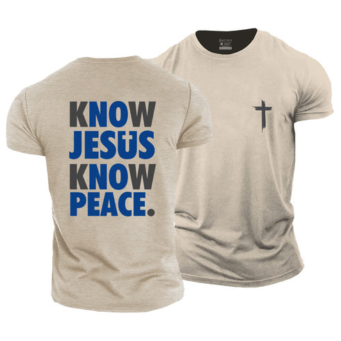 Men's Know Jesus Know Peace Cross Cotton T-Shirt