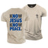 Men's Know Jesus Know Peace Cross Cotton T-Shirt