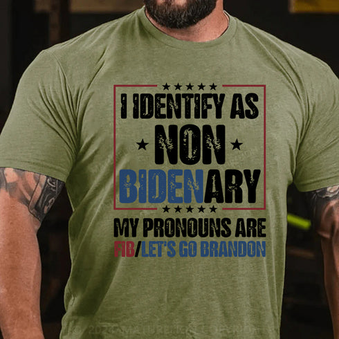 Men's Let's Go Brandon FIB Funny Joe Biden Pronouns Meme USA T Shirt