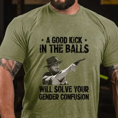 Men's A GOOD KICK IN THE BALLS COTTON T-SHIRT