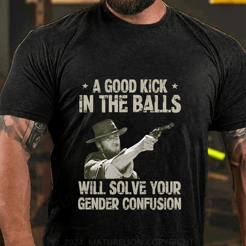 Men's A GOOD KICK IN THE BALLS COTTON T-SHIRT