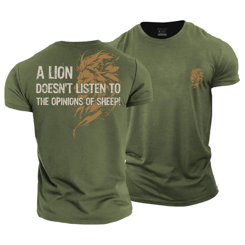 Men's A Lion Doesn't Listen to The Opinions of Sheep Cotton T-Shirt