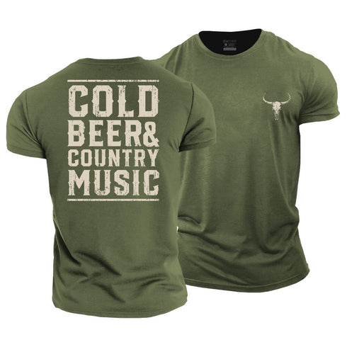 Men's Cold Beer and Country Music Cotton T-Shirt