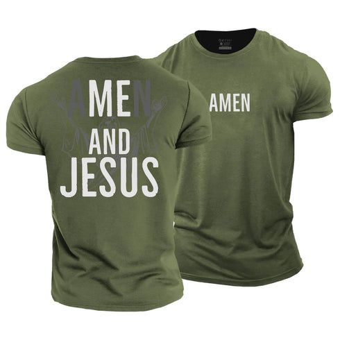 Men's Amen and Jesus Cotton T-Shirt