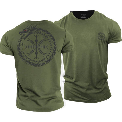 Men's Vegvisir Jormungandr Cotton T-Shirt