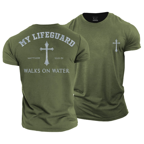 Men's My Lifeguard Walks on Water Cotton T-Shirt