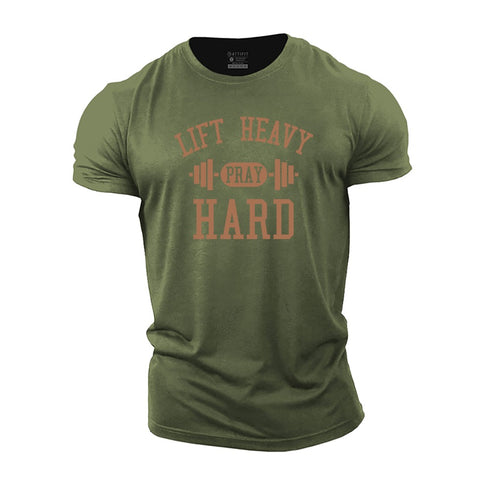 Men's Lift Heavy Pray Hard Cotton T-Shirt