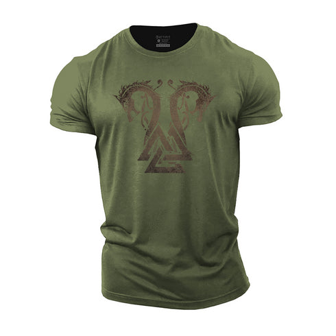 Men's Twin Viking Dragons Cotton T-Shirt