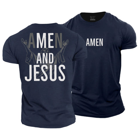 Men's Amen and Jesus Cotton T-Shirt