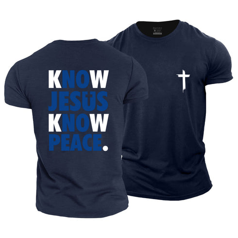 Men's Know Jesus Know Peace Cross Cotton T-Shirt