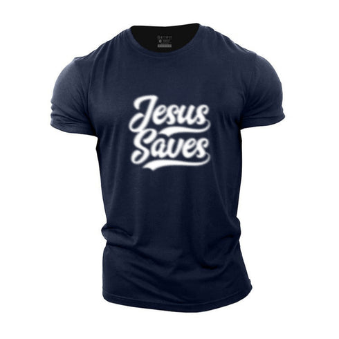 Men's Blurred Jesus Saves Cotton T-Shirt