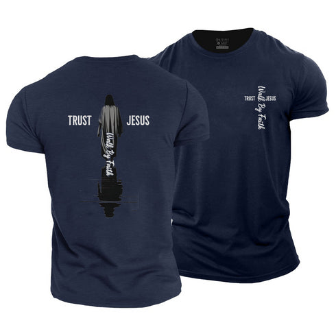 Men's Trust Jesus Walk By Faith Cotton T-Shirt