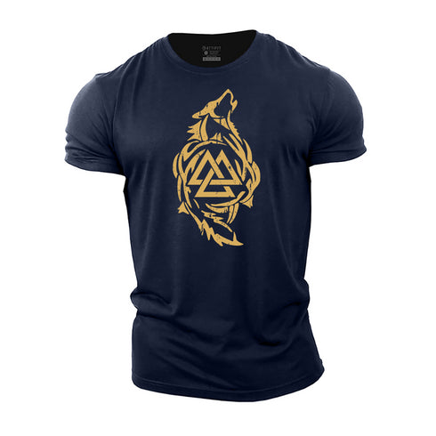 Men's Valknut Wolf Cotton T-Shirt