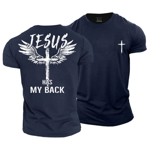 Men's Jesus Has My Back Cotton T-Shirt