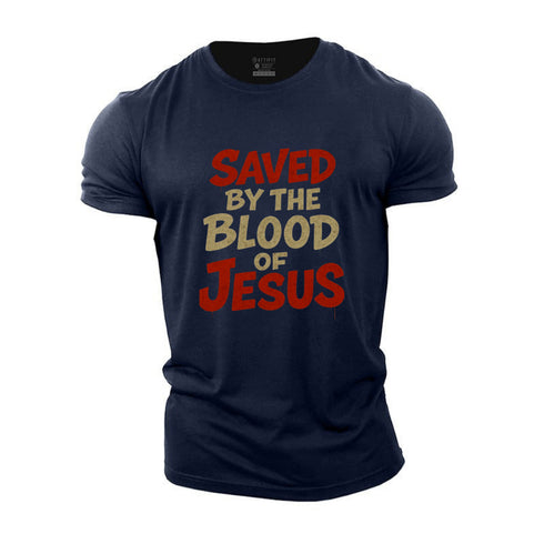 Men's Saved By The Blood Of Jesus Cotton T-Shirt