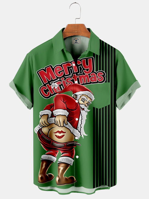 Men's Christmas Funny Graphic Short Sleeve Hawaiian Shirt