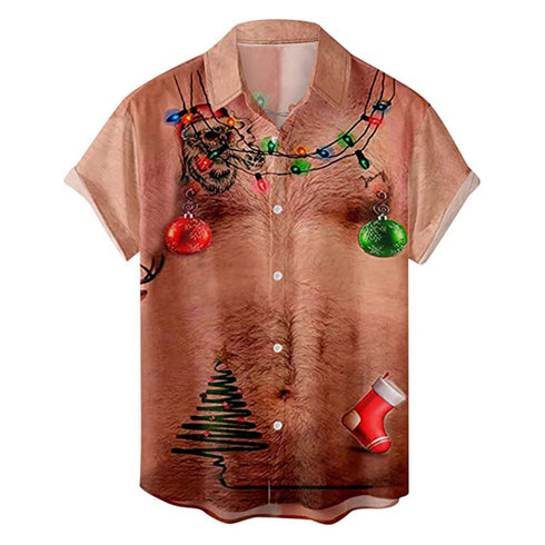 Men's Christmas Funny Graphic Short Sleeve Hawaiian Shirt