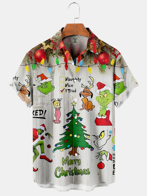 Men's Christmas Funny Graphic Short Sleeve Hawaiian Shirt