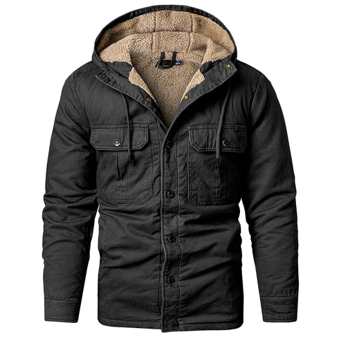 Men‘s Warm Polar fleece Pocket Casual Hoodie Jacket Outwear