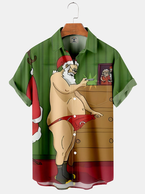 Men's Christmas Funny Graphic Short Sleeve Hawaiian Shirt