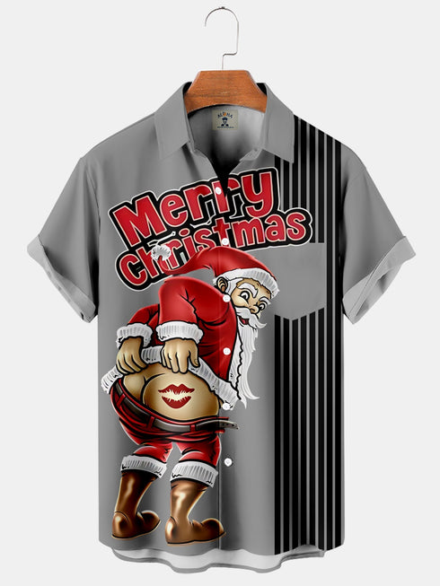 Men's Christmas Funny Graphic Short Sleeve Hawaiian Shirt