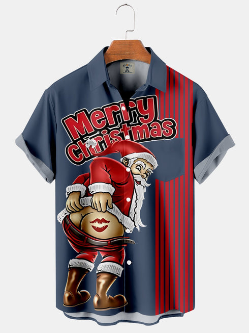 Men's Christmas Funny Graphic Short Sleeve Hawaiian Shirt