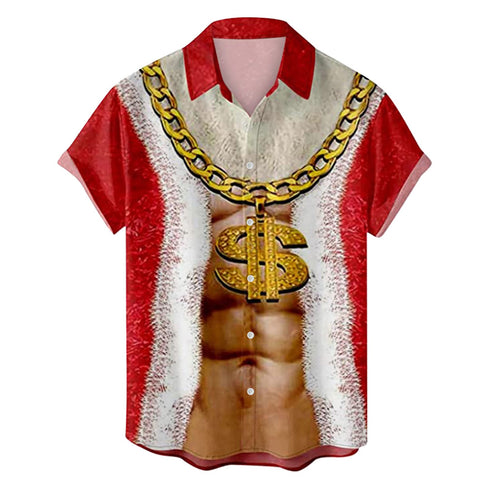 Men's Christmas Funny Graphic Short Sleeve Hawaiian Shirt