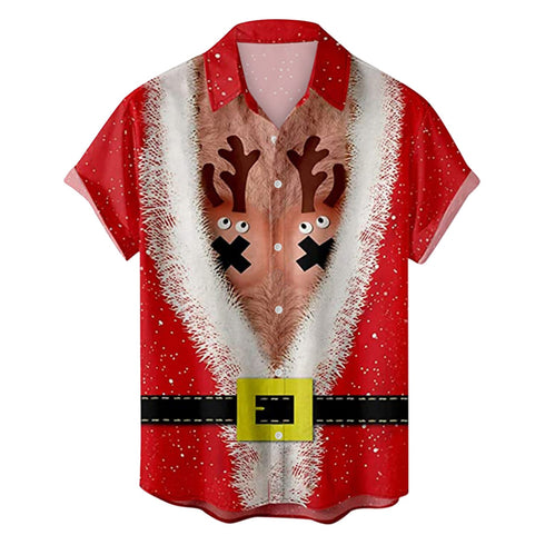 Men's Christmas Funny Graphic Short Sleeve Hawaiian Shirt