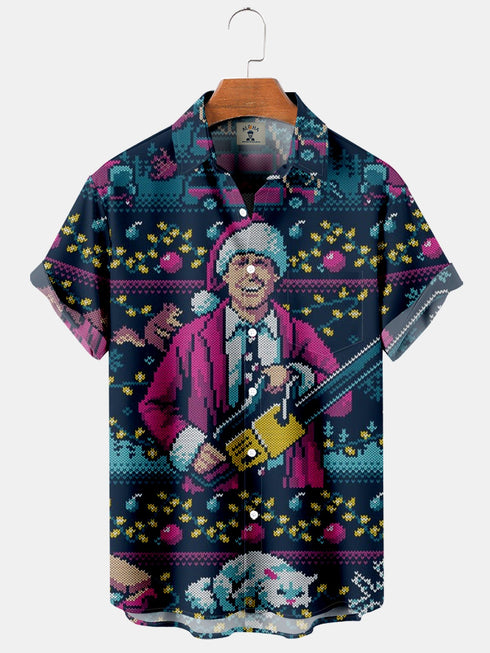 Men's Christmas Funny Graphic Short Sleeve Hawaiian Shirt