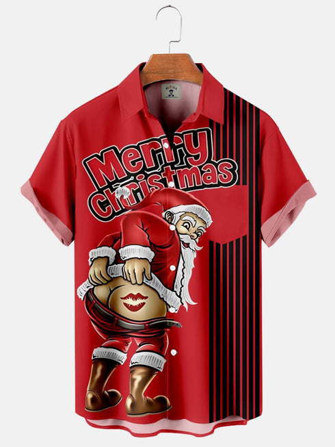 Men's Christmas Funny Graphic Short Sleeve Hawaiian Shirt