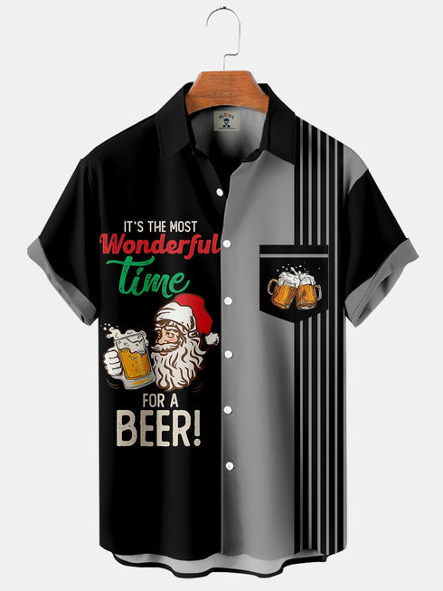 Men's Christmas Funny Graphic Short Sleeve Hawaiian Shirt