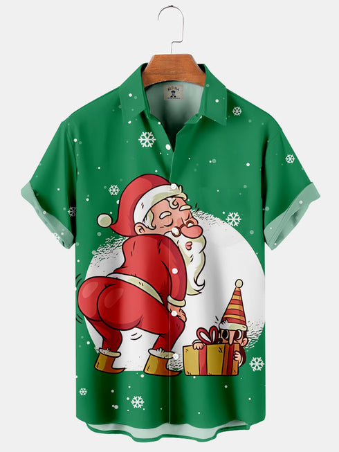 Men's Christmas Funny Graphic Short Sleeve Hawaiian Shirt