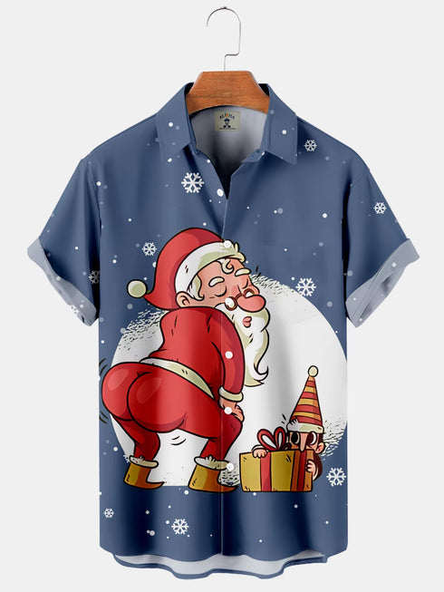 Men's Christmas Funny Graphic Short Sleeve Hawaiian Shirt