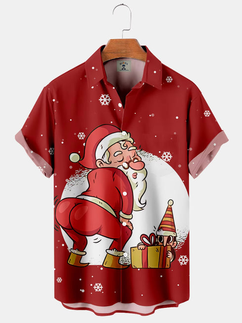 Men's Christmas Funny Graphic Short Sleeve Hawaiian Shirt