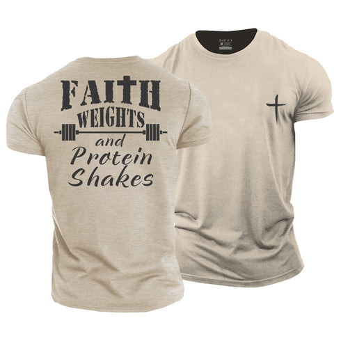 Men's Faith Weights and Protein Shakes Cotton T-Shirt