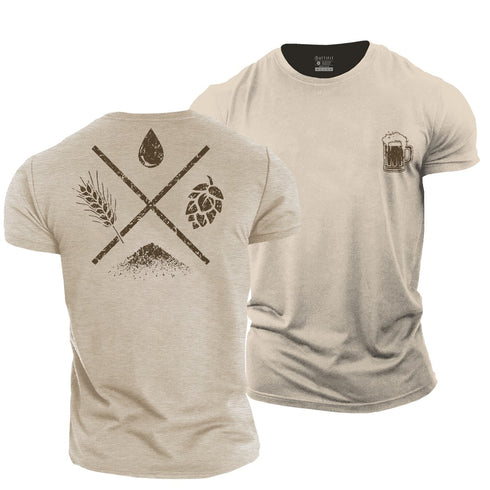 Men's Home Brew Beer Ingredients Essential Cotton T-Shirt